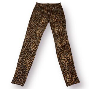 ZARA‎ Leopard Print Mid Rise Skinny Pants Size 2 Waist 25” Retro Animal Print
